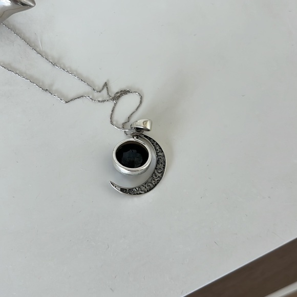 Crescent moon with smoky quartz pendant silver - Picture 3 of 3